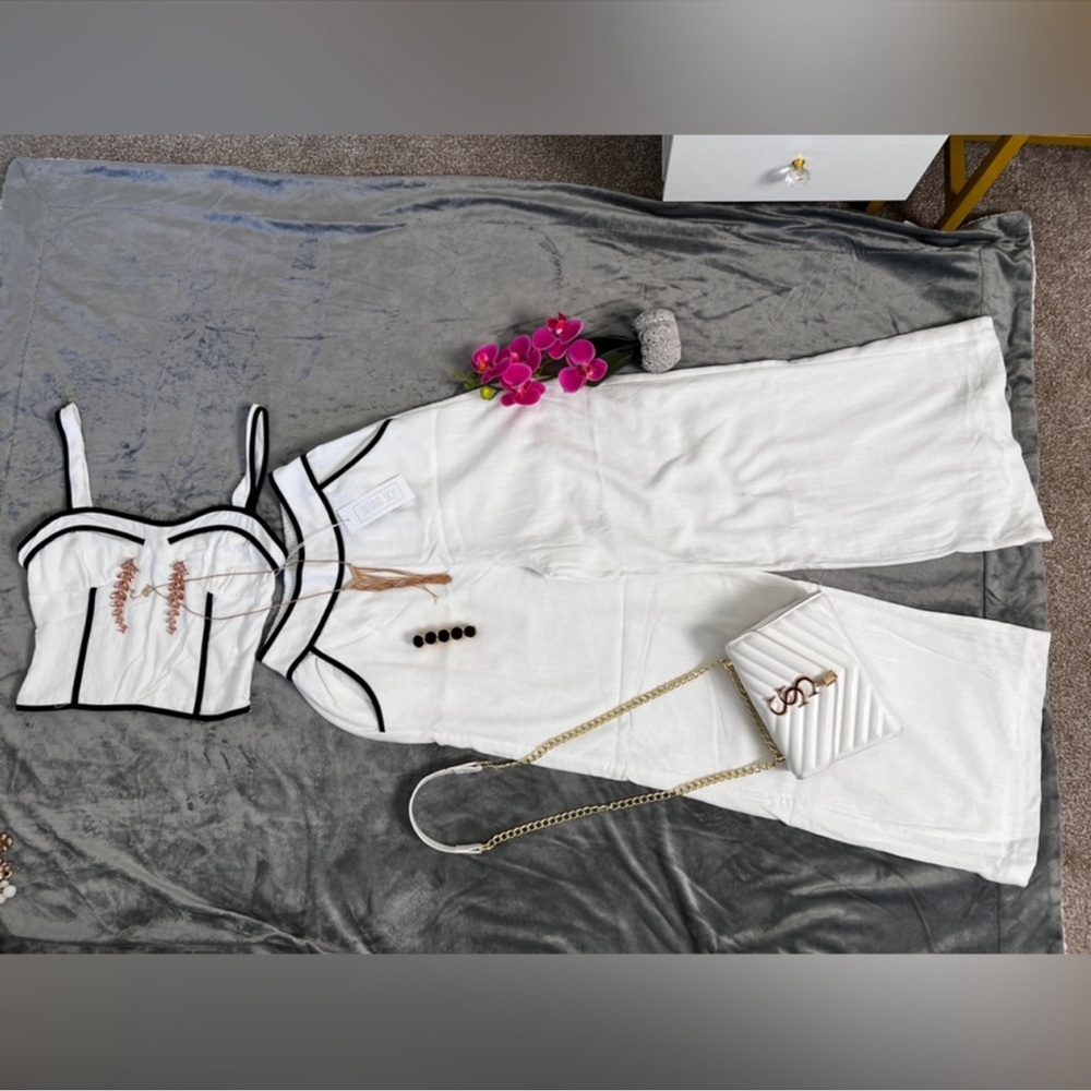 Elegant White Jumpsuit with Black Accents